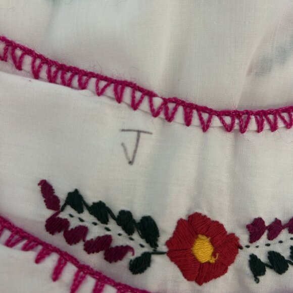 Vintage 80s Mexican Handmade Embroidered Peasant Dress - Picture 2 of 7